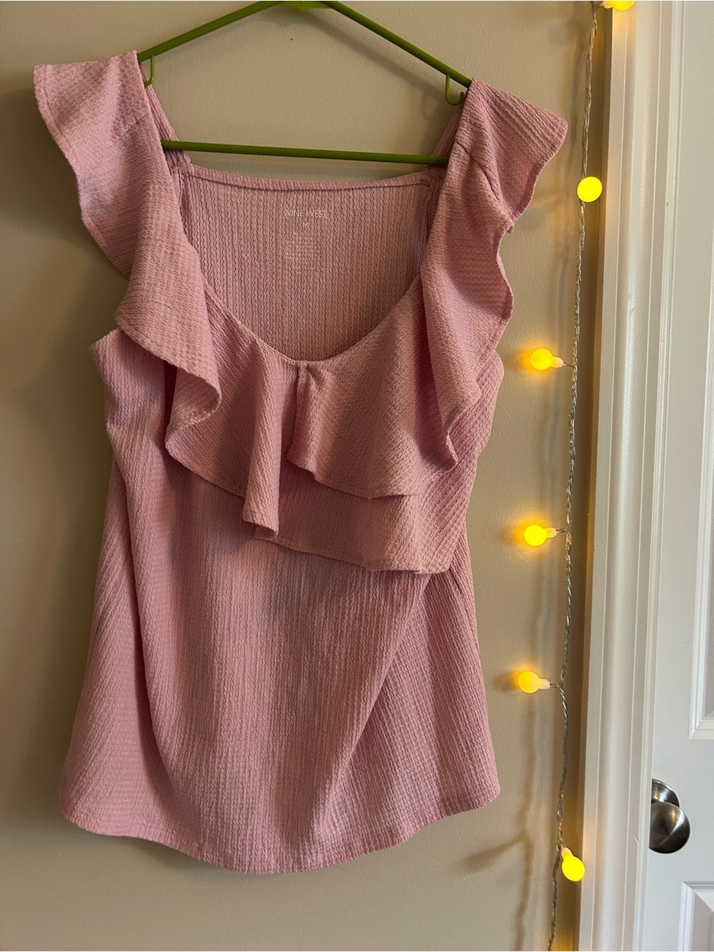 Nine West Pink Ruffle Sleeveless Top size M